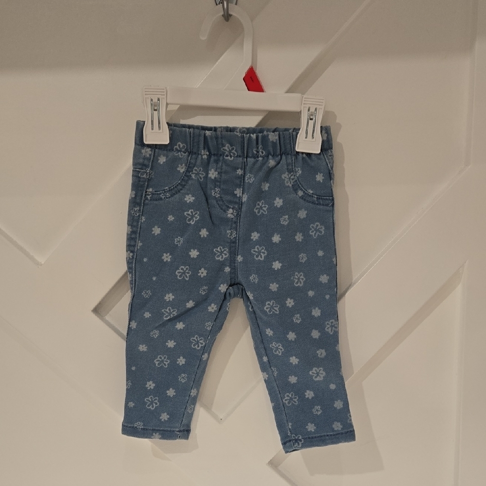 Blue Stretchy Denim Jeans with Printed Design